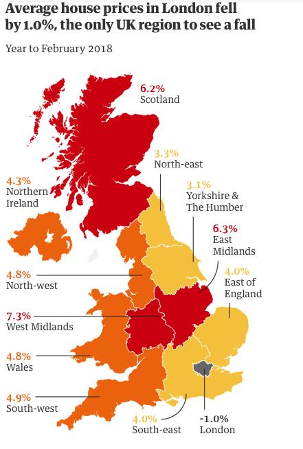 英国政府最新数据显示 伦敦房价自2009年以来首次出现年度下跌